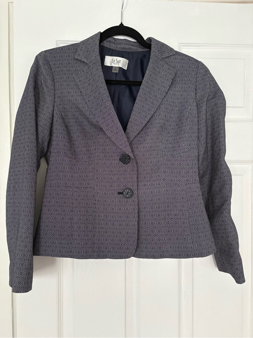 Le Suit Petite Geo Print Two-Button Blazer Jacket Size 4P